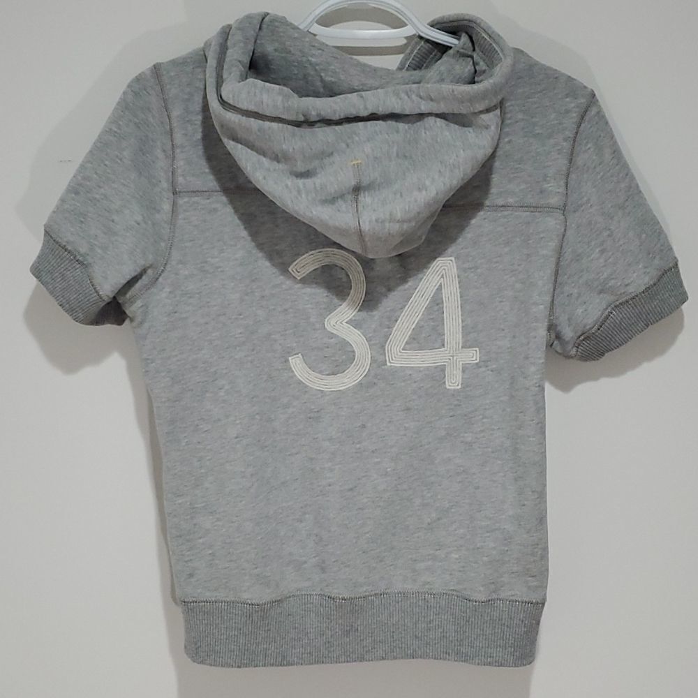 American Eagle large grey eagle fleece short sleeve zip up hoodie - Picture 4 of 6